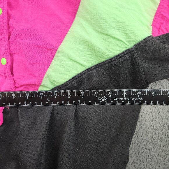 Vintage 90’s Women's Retro Neon Ski Jacket Pullover Medium Snap Zip Snowboard - Picture 4 of 11
